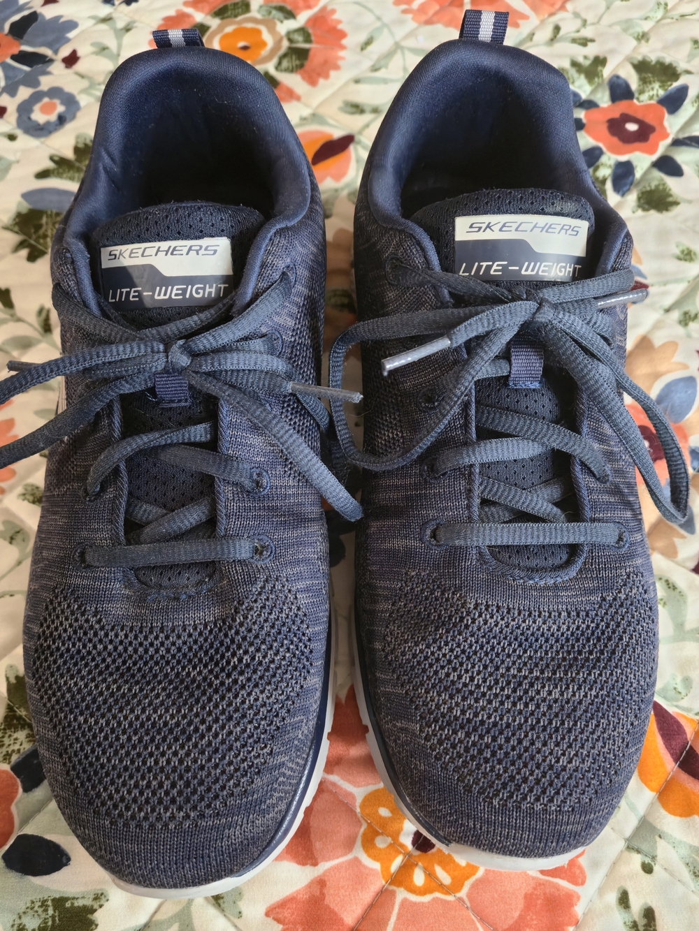 Skechers Lite-Weight Navy Knit Sneakers
